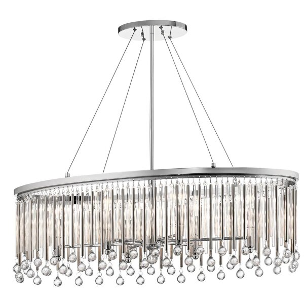 Suspension longue L : 91,6 cm Métal Verre H : max. 136,2 cm Chrome