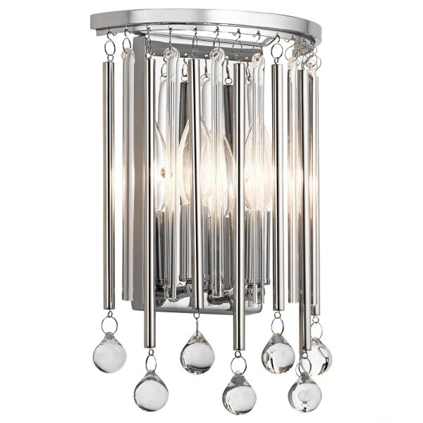 Wandleuchte Kristall H: 31,2 cm Chrom poliert elegant