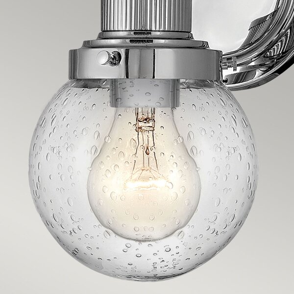Lampe de salle de bain murale IP44 H : 23,7 cm verre métal chromé