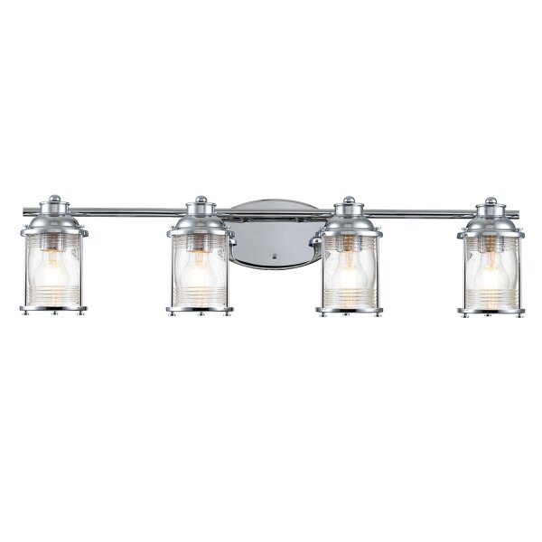 Lampe de salle de bain murale métal verre L : 85,8 cm IP44 E27 chrome