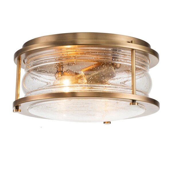 Lampe de plafonnier salle de bain IP44 D : 30,5 cm rond verre métal 2x E27