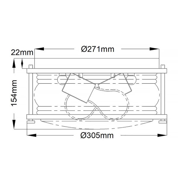 Lampe de plafonnier salle de bain IP44 D : 30,5 cm rond verre métal 2x E27