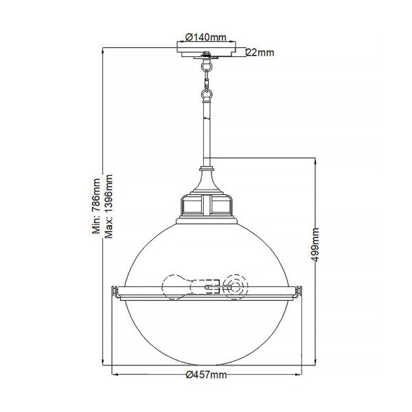 Pendelleuchte rund Ø 45,7 cm Metall Glas 3x E27