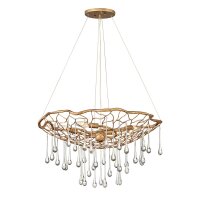 Lampe à suspendre or bruni L:66 cm en métal...