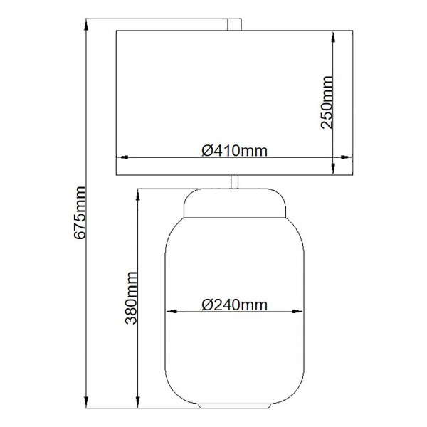 Tischlampe Glas Stoff 67,5 cm beleuchteter Sockel