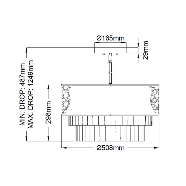 Hängeleuchte Modern Ø 50,8 cm rund Edelstahl Kristall