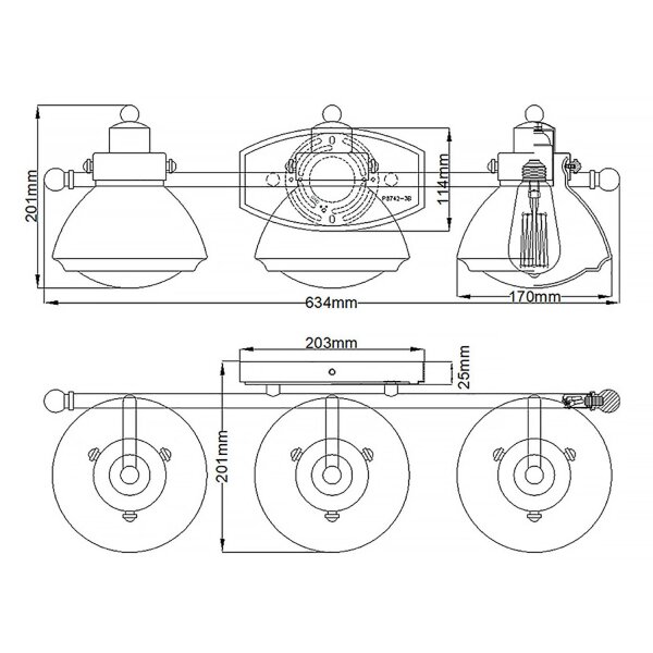 Wandlampe Bad Chrom aus Metall Glas B: 63,4 cm IP44 E27