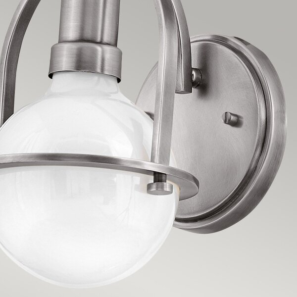 Wandleuchte Glas Metall E27 H: 23,3 cm Kugel Schirm