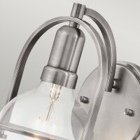 Wandleuchte Metall Glas H: 23,3 cm Nickel gebürstet E27