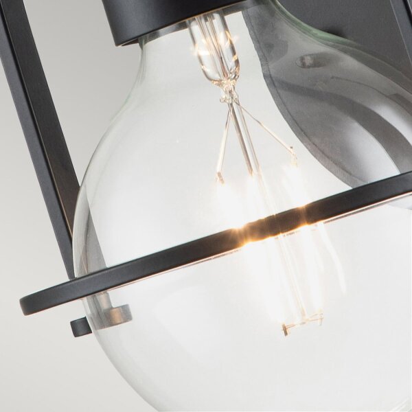Wandlampe Metall Glas E27 23,3 cm hoch Schwarz Vintage
