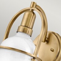 Wandlampe Metall Glas H: 23,3 cm in Messing Antik Weiß