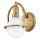 Wandlampe Metall Glas H: 23,3 cm in Messing Antik Weiß