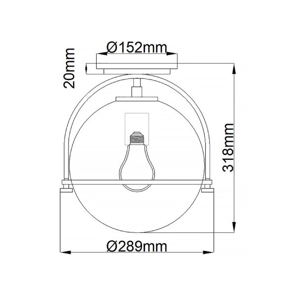 Plafonnier métal verre E27 rond Ø 28,2 cm noir
