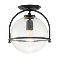 Deckenleuchte Metall Glas E27 rund Ø 28,2 cm Schwarz