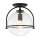 Plafonnier métal verre E27 rond Ø 28,2 cm noir