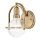 Wandlampe Metall Glas E27 H: 23,3 cm in Messing Antik