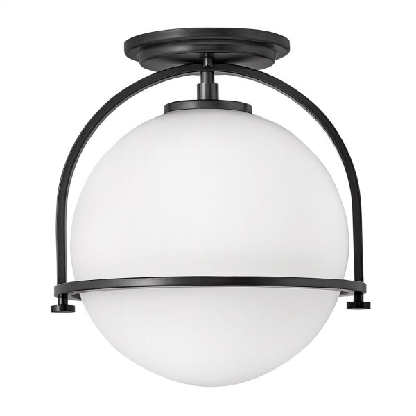 Deckenlampe Metall Glas Ø 28,2 cm rund Schwarz Weiß E27