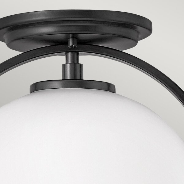 Deckenlampe Metall Glas Ø 28,2 cm rund Schwarz Weiß E27