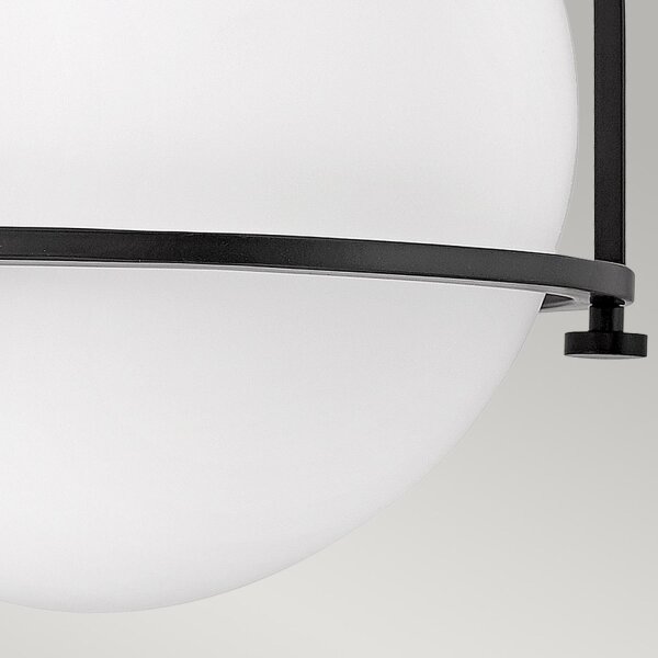 Deckenlampe Metall Glas Ø 28,2 cm rund Schwarz Weiß E27