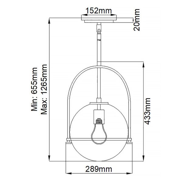 Suspension métal verre E27 ronde D : 28,9 cm noir