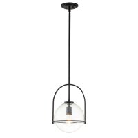 Suspension métal verre E27 ronde D : 28,9 cm noir