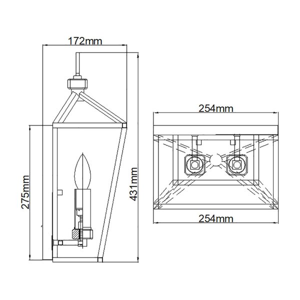 Wandleuchte Metall H: 43,1 cm Schwarz Nickel poliert