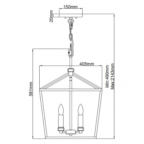 Hängeleuchte Metall B: 40,5 cm H: max. 216,9 cm E14