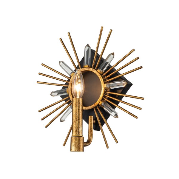 Applique murale cristal métal E14 L : 31,8 cm en or noir