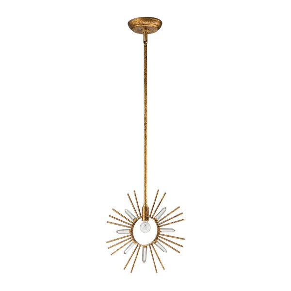 Lampe à suspendre Or L : 30,5 cm H : max. 127 cm Métal Cristal