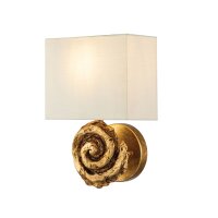Wandleuchte Stoff 31,8 cm hoch in Blattgold Weiß