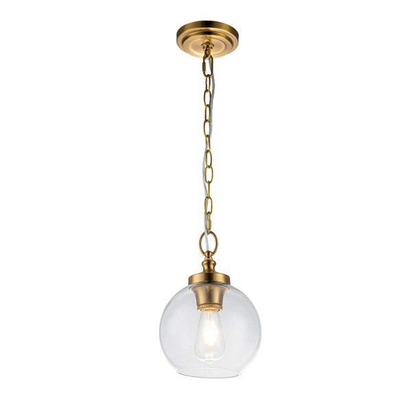 Lampe à suspendre métal verre ronde D : 21,6 cm H : max. 196,9 cm E27