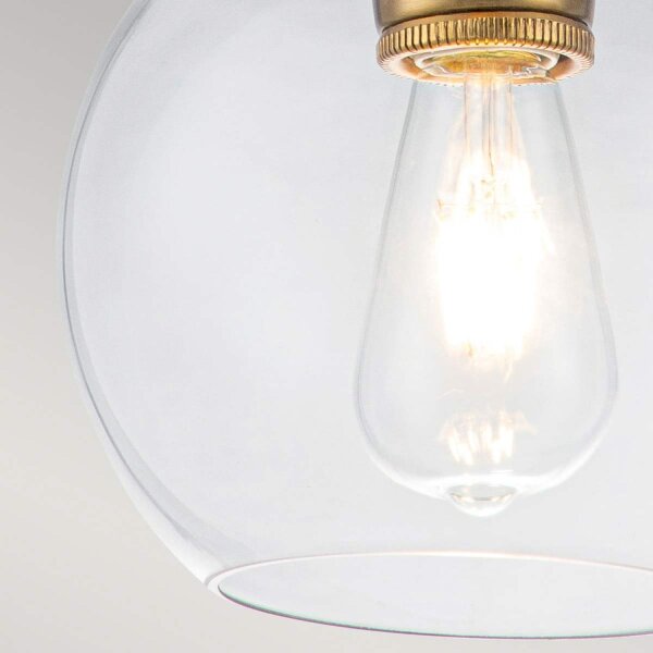 Lampe à suspendre métal verre ronde D : 21,6 cm H : max. 196,9 cm E27