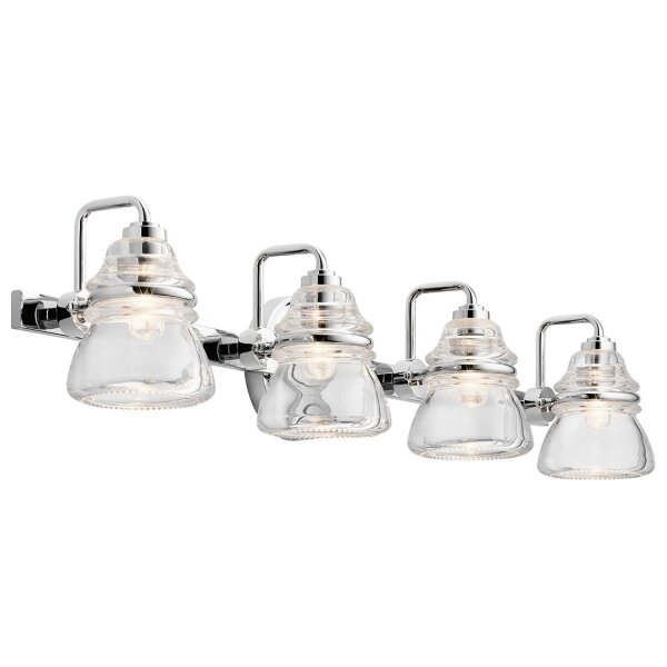 Wandlampe Badezimmer IP44 78,3 cm breit Metall Glas 4x G9 LED