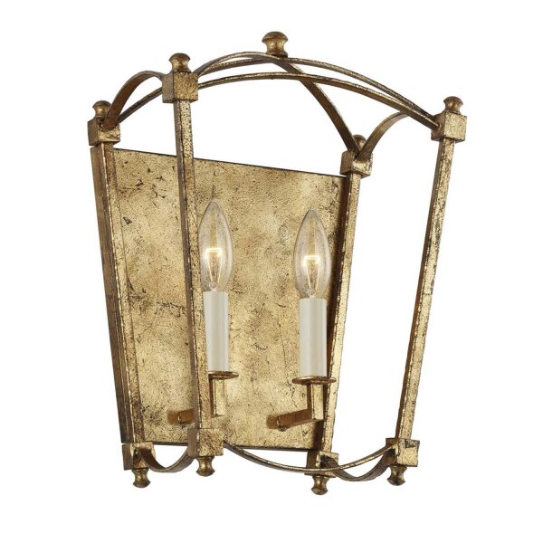 Wandleuchte Metall E14 36,1 cm hoch in Antikgold ZENOR