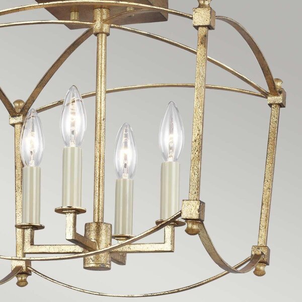 Deckenlampe Metall E14 36,5 cm breit in Antikgold