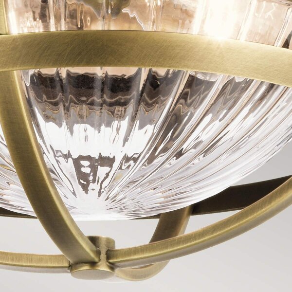 Deckenleuchte rund Ø 30,5 cm Metall Riffelglas 2x E27
