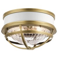 Deckenleuchte rund Ø 30,5 cm Metall Riffelglas 2x E27