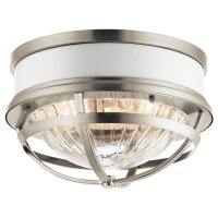 Plafonnier métal verre D : 30,5 cm rond 2x E27
