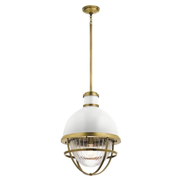 Suspension E27 D : 40,8 cm métal verre en laiton blanc
