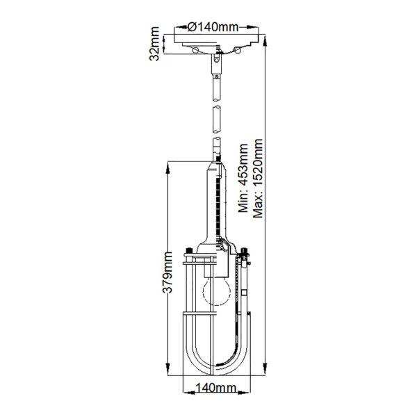Hängelampe Bad verstellbar H: max. 152 cm Ø 14 cm IP44 E27