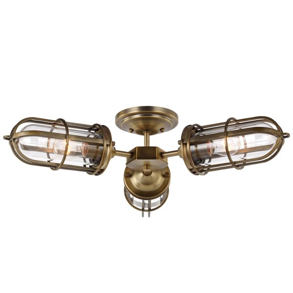 Deckenleuchte Bad IP44 B: 65,4 cm 3x E27 Metall Glas Vintage