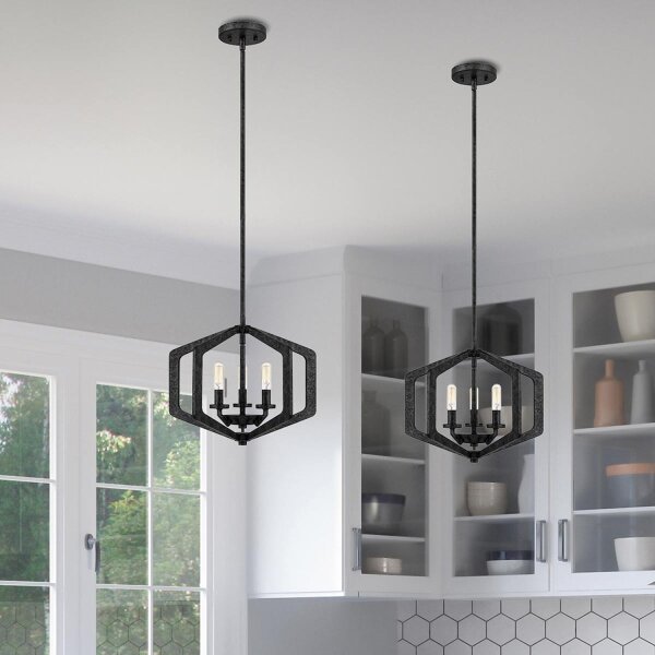 Lustre Rustique Noir Antique L : 40,6 cm 3x E14 Métal