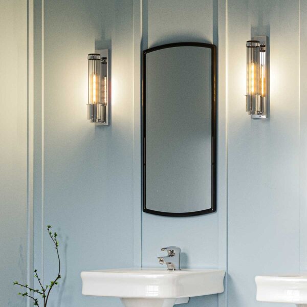 Badleuchte Wand LED E27 3000 K 40 cm hoch IP44 Chrom