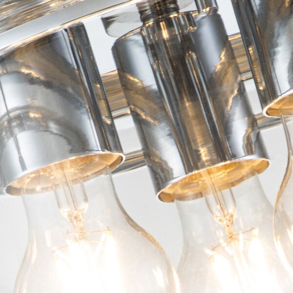 Deckenlampe Badezimmer IP44 Ø 33 cm Chrom 3x E27 Metall Glas