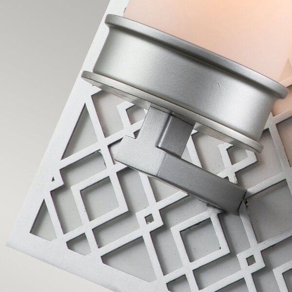 Wandlampe Bad IP44 H: 34,3 cm in Silber Weiß E27 Glas Metall