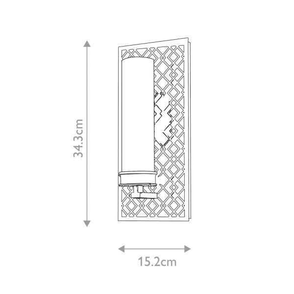 Wandlampe Bad IP44 H: 34,3 cm in Silber Weiß E27 Glas Metall