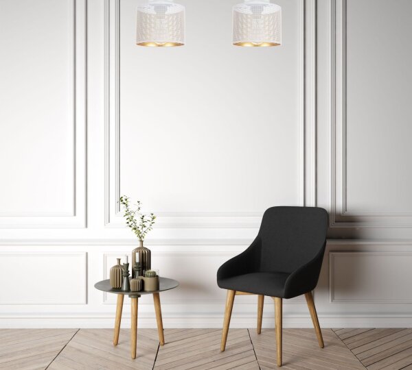 Runde Deckenlampe Metall E27 Ø20 cm in Weiß Gold