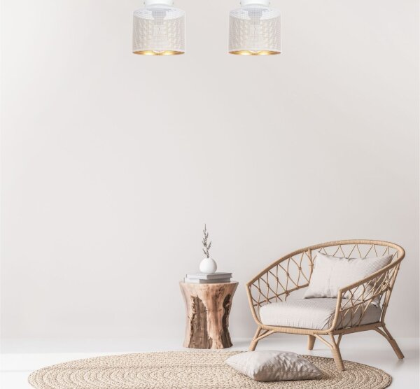 Runde Deckenlampe Metall E27 Ø20 cm in Weiß Gold