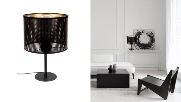 Petite lampe de table métal noir or E27 30 cm Loft