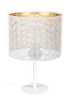 Kleine Tischleuchte Metall Wei&szlig; Gold E27 30 cm Loft
